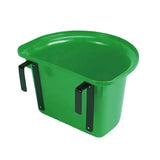 Stubbs plastic portable green horse feed bucket with black metal side handles for plastic portable manger hanging use