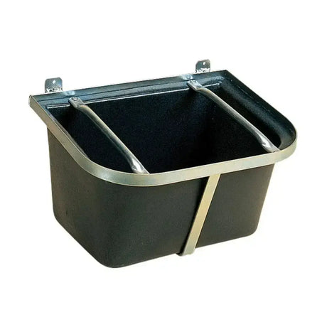 Black stubbs plastic wall straight-wall fixed manger with stainless steel rim and divider bars for feed mangers