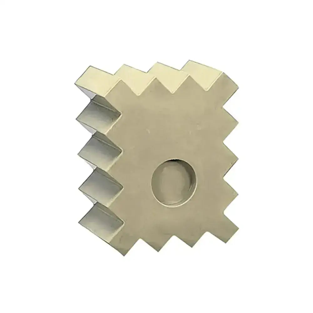 Gold-colored metallic gear-shaped decorative stubbs pole block js60 with pixelated edges for pole heights adjustment