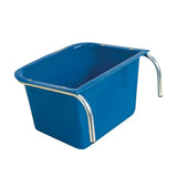 Blue plastic stubbs portable manger large s5l horse feed trough with curved metal handle for easy carrying