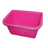 Bright pink plastic stubbs portable manger large s5l with silver metal rim and corner fasteners for animal feed