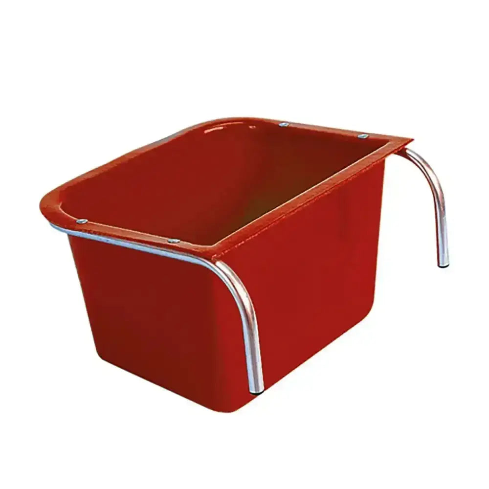 Red plastic stubbs portable manger large s5l with chrome metal handle and reinforced edges for easy feeding