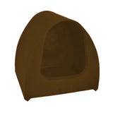 Brown plush pet bed with a rounded cozy design from stubbs poultry palace for animal husbandry comfort