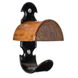 Stubbs retro bridle rack with wrought iron styling dark waxed hardwood curved top and metal mounting bracket