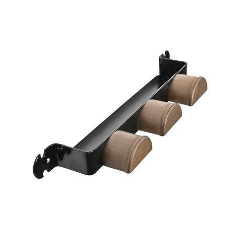 Stubbs retro bridle black metal wall-mounted bike rack with three tan wooden handle grips retro bridle shelfie