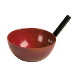 Red enamel-coated stubbs round feeding scoop with black handle and tough stubbythene moulding for durability
