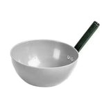 Silver stubbs round feeding scoop with black handle and tough stubbythene moulding for durable use