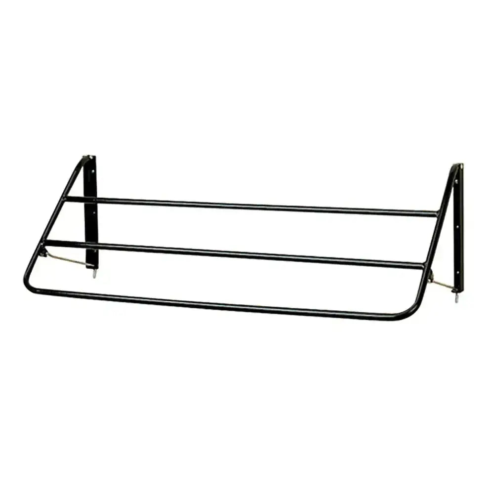 Black metal wall-mounted stubbs rug rack collapsible s89 with three bars and bracket-style mounting hardware