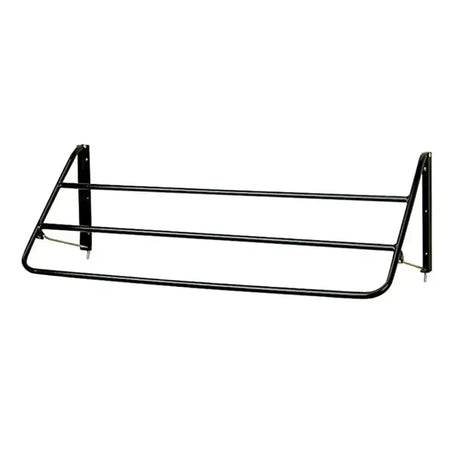 Black metal wall-mounted stubbs rug rack collapsible s89 with three bars and bracket-style mounting hardware