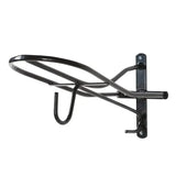 Black metal wall-mounted horse halter rack with curved hook and sturdy bracket stubbs saddle hook s174