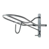 Silver metal wall-mounted stubbs saddle hook s174 with curved hooks and sturdy mounting plate for horse halters