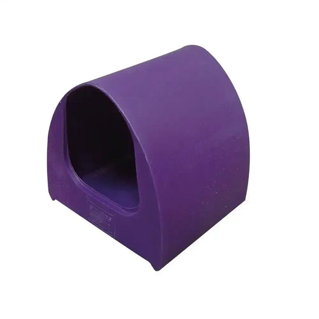 Purple plastic stubbs saddle mate pet bed with rounded arched entrance for easy mate tack storage
