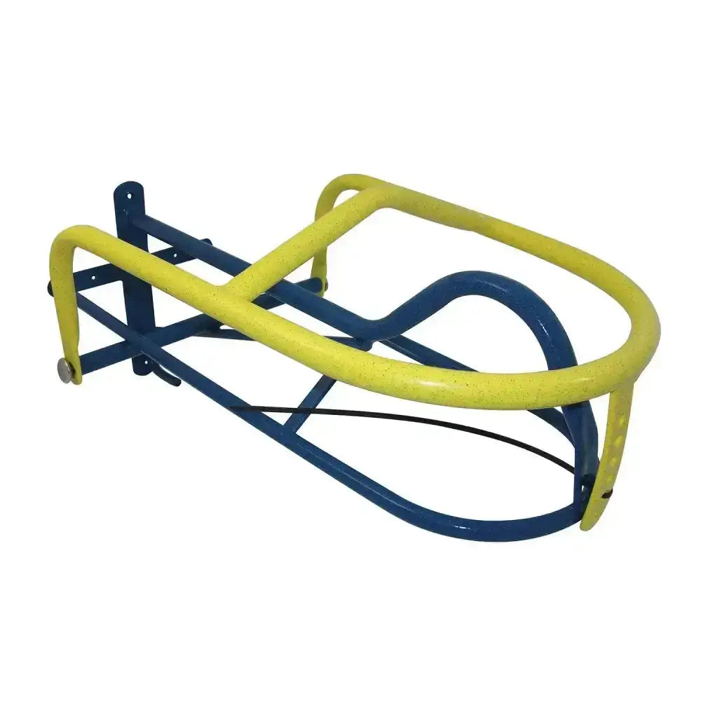 Blue and yellow metal horse trailer hitch guard stubbs saddle minder s162 significantly reduces theft