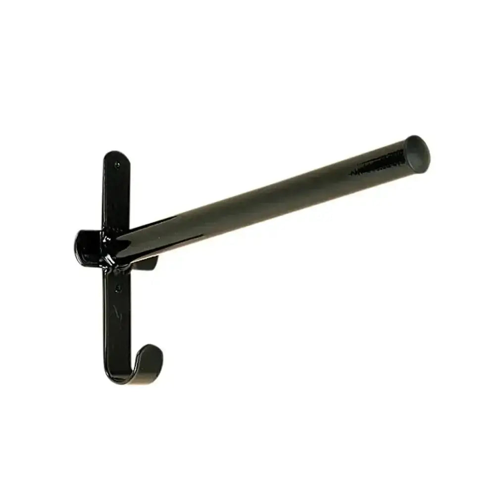Black metal stubbs saddle rack fixed pole s17p wall-mounted hook with horizontal bar and curved hanging end