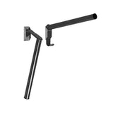 Black metal wall-mounted adjustable arm hook and bracket for stubbs saddle rack folding and saddle racks use