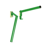 Green metal wall-mounted hook with curved arm and bracket for stubbs saddle rack folding pole saddle racks