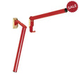 Red metal stubbs saddle rack folding pole with gold bracket and hook for wall-mounted saddle racks