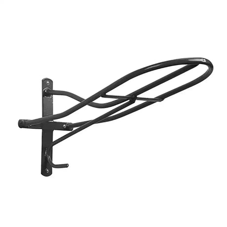 Black metal stubbs saddle rack standard s17 with curved sturdy tubular steel design for horse halter storage