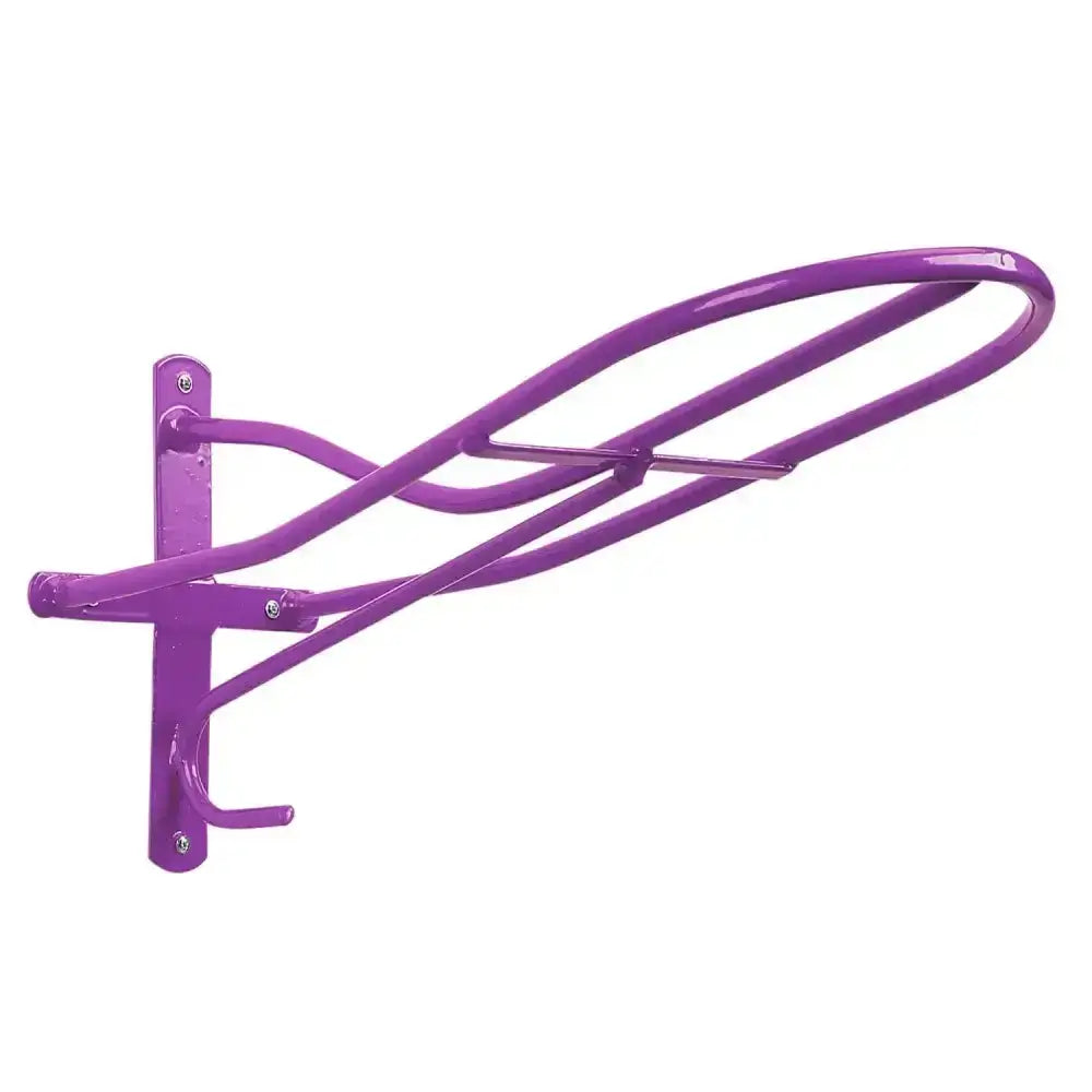 Purple metal stubbs saddle rack standard s17 with tubular steel curved multi-bar design for hanging halters