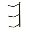 Black metal stubbs saddle rack triple arm clip-on s333 with three curved bars and white end caps wall-mounted bike rack