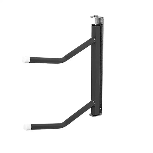Black metal stubbs saddle rack twin arm swivelling with white rubberized grips wall-mounted pull-up bar