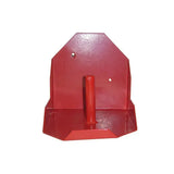 Red octagonal metal stubbs salt lick holder round with central cylindrical post for holding salt licks