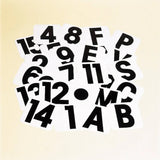 Black magnetic dressage letters abcefhkmpv on white backing for easy use with adhesive labels dressage sets