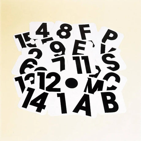 Black magnetic dressage letters abcefhkmpv on white backing for easy use with adhesive labels dressage sets