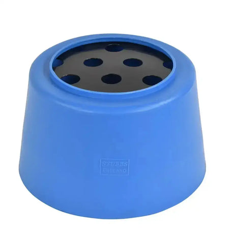 Blue plastic footrest with black perforated top for stubbs slo-grazer circular ground feeder great boredom breaker