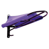 Purple plastic horse saddle rack with black metal frame featuring stubbs smoothie slip-on s173 specially developed shape