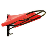 Red plastic sled with black metal frame and mounting bracket featuring the stubbs smoothie slip-on s173 specially developed shape