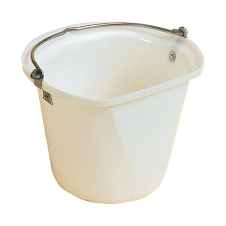 White plastic stubbs stable bucket large with heavy duty moulding and silver metal handle ideal for stables