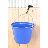 Blue plastic stubbs stable bucket medium with heavy duty moulding and s85ps spring hook metal handle and hook