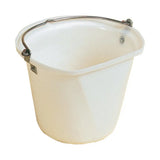 White plastic stubbs stable bucket medium with silver metal handle and heavy duty moulding s85ps spring hook compatible