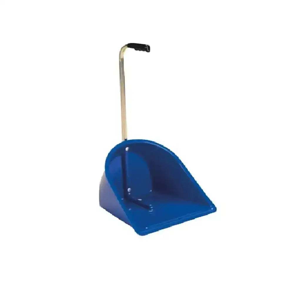 Blue plastic dustpan with metallic handle and black grip for stubbs stable mate spare collector s452 stable mate manure use