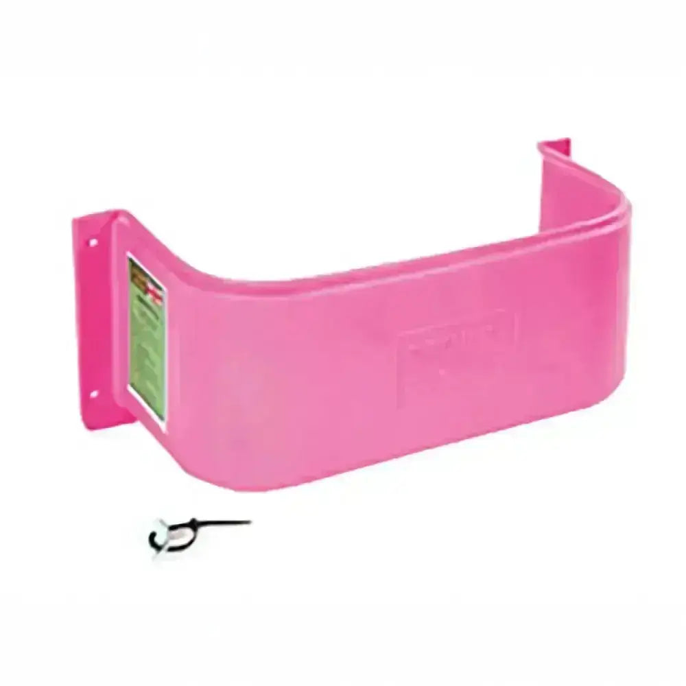 Bright pink plastic pet gate with green label and mounting bracket from stubbs stable tidy for tack room use