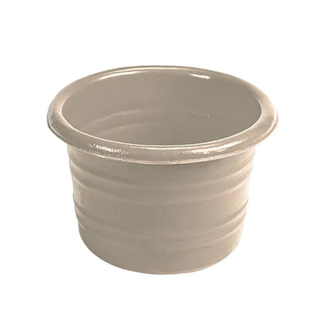Beige ceramic ramekin with vertical ridges and glossy finish for stubbs stable water effective drinking tub 25lt