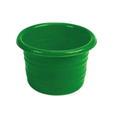 Green plastic stubbs stable water tub with ribbed sides and smooth rim for an effective stable water drinking tub
