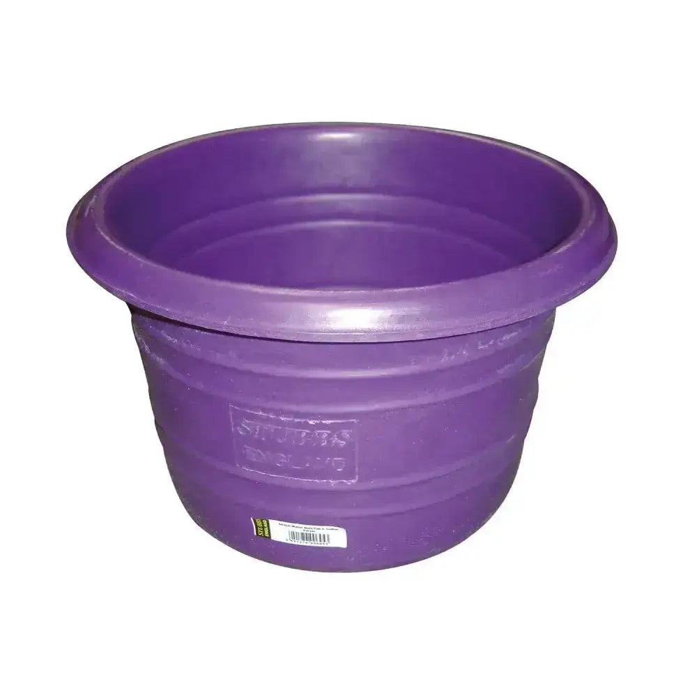 Purple plastic stubbs stable water tub 25lt with ribbed exterior and embossed branding for effective drinking tub use