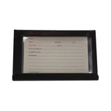 Black stubbs stud card holder with clear protective cover to display horse details and treatment records easily