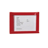 Red plastic stubbs stud card holder small s27 displaying white form to display horse details and ownership info