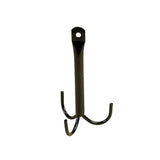 Black metal stubbs tack hook three prong s24a with flat top and mounting hole for easy wall use