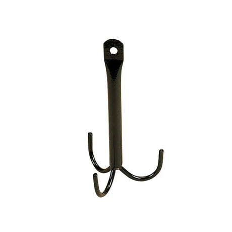 Black metal stubbs tack hook three prong s24a with flat top and mounting hole for easy wall use
