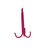 A vibrant magenta metal stubbs tack hook three prong s24a with a glossy finish perfect for organizing gear