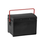 Black textured steel stubbyfine coated toolbox with red metal handle from stubbs tack step s57 product line