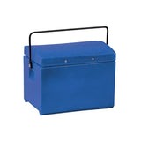 Blue rectangular stubbs tack step s57 cooler with black handle and steel stubbyfine coated silver rivets