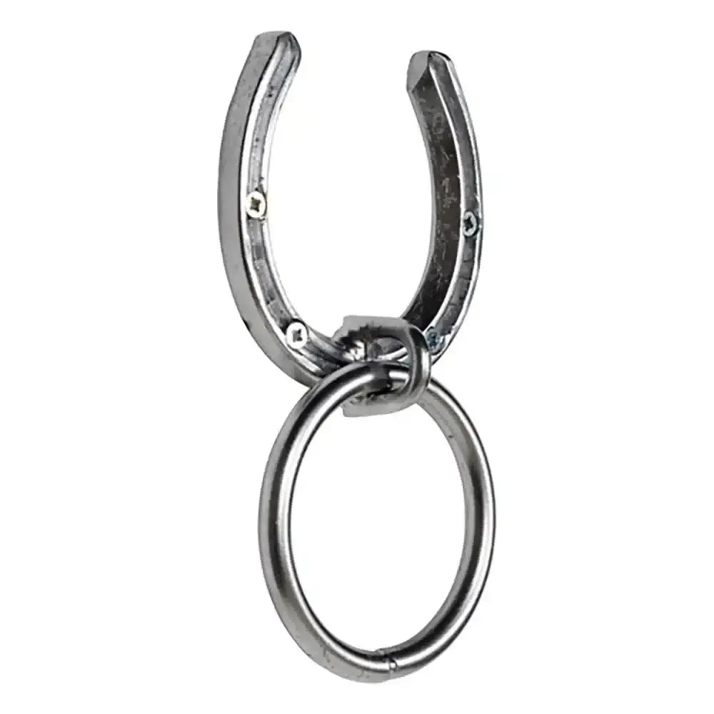 Silver horseshoe keychain with polished finish and central ring from stubbs tie ring king s30k real horseshoe collection