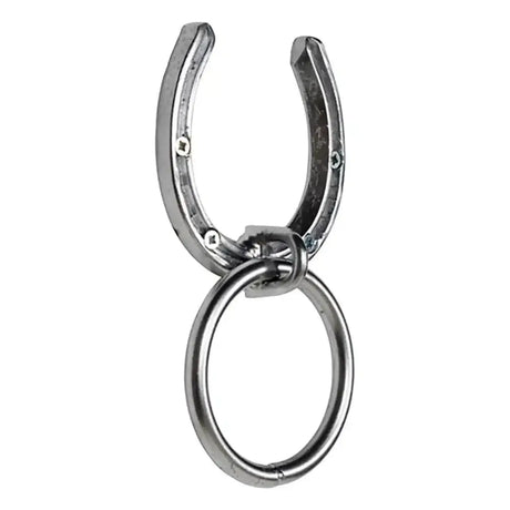 Silver horseshoe keychain with polished finish and central ring from stubbs tie ring king s30k real horseshoe collection