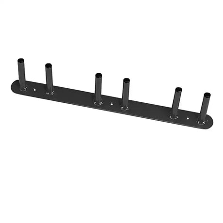 Black metal stubbs tool holder triple s296 with six vertical pegs wall-mounted multiple rack for tools and coats