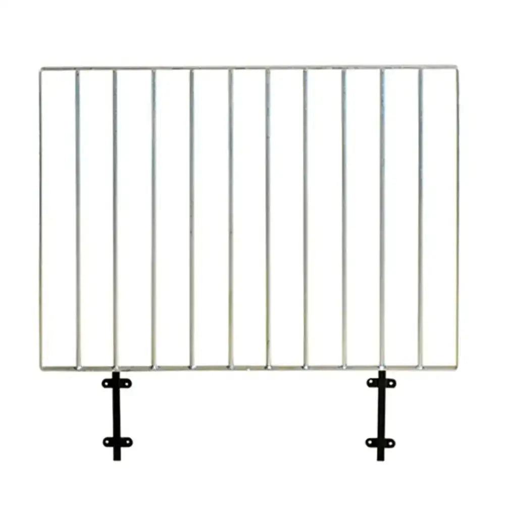 Silver metal stubbs top door grille large with black mounting brackets perfect for younger aggressive horses in narrow passages